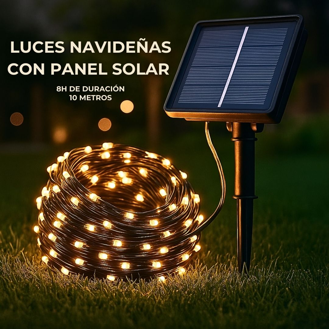LUCES NAVIDEÑAS CON PANEL SOLAR - 10 METROS