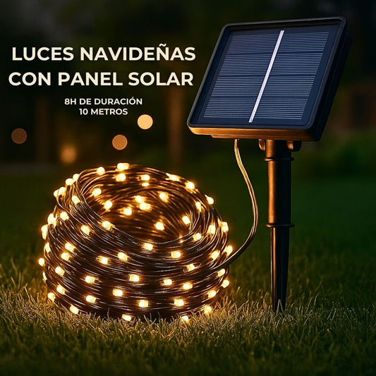 LUCES NAVIDEÑAS CON PANEL SOLAR - 10 METROS